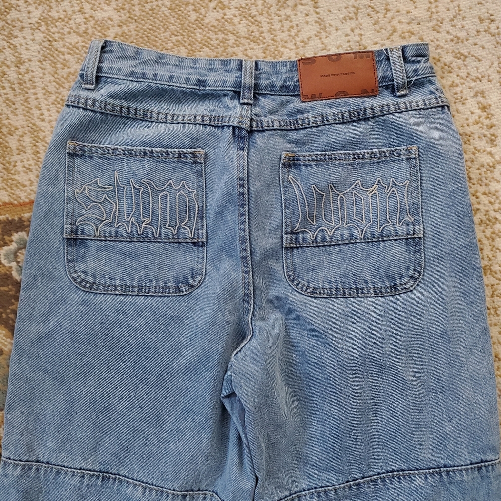 SUMWON Utility Wide Leg Cargo Jeans with Multiple Pockets S